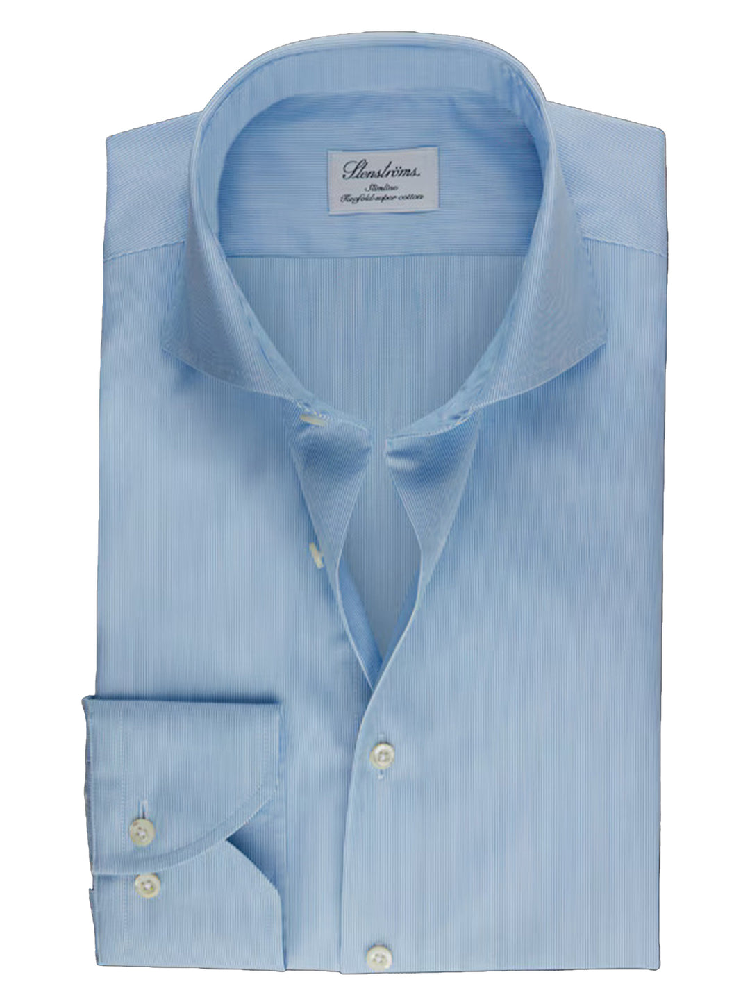 Stenstroms Slimline shirt met krijtstreep-100% katoen-HEREN SHIRTS-Blauw