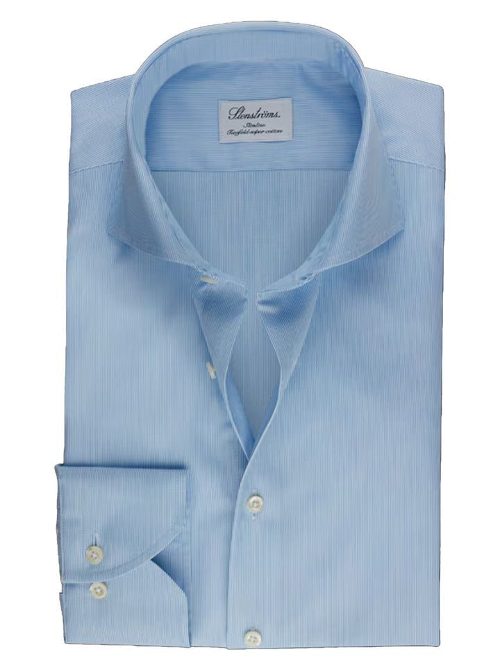 Stenstroms Slimline shirt met krijtstreep-100% katoen-HEREN SHIRTS-Blauw