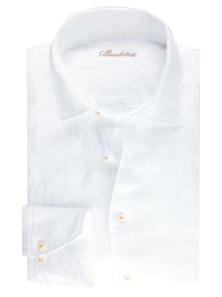 Stenströms Slimline Shirt – Wit-100% linnen-HEREN SHIRTS-Wit