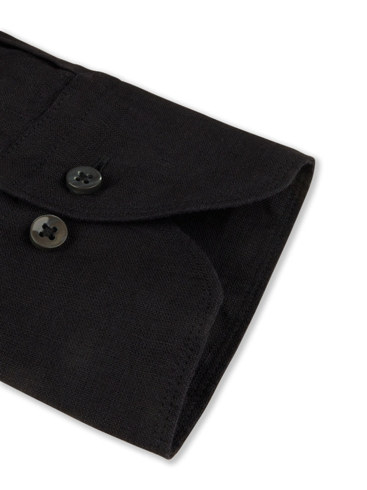 Stenströms Slimline Shirt – Zwart-100% linnen-HEREN SHIRTS-Zwart