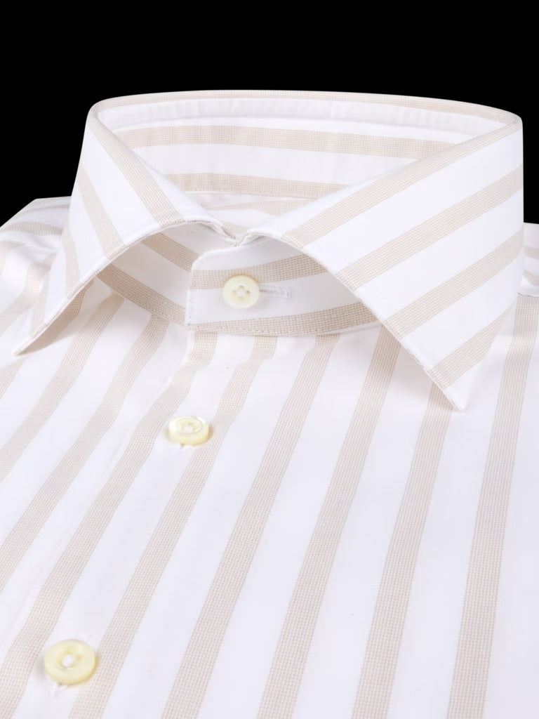 Stenströms Striped Twill Shirt Regular Fit – Beige-100% katoen-HEREN SHIRTS-Beige