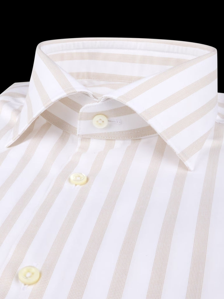 Stenströms Striped Twill Shirt Regular Fit – Beige-100% katoen-HEREN SHIRTS-Beige