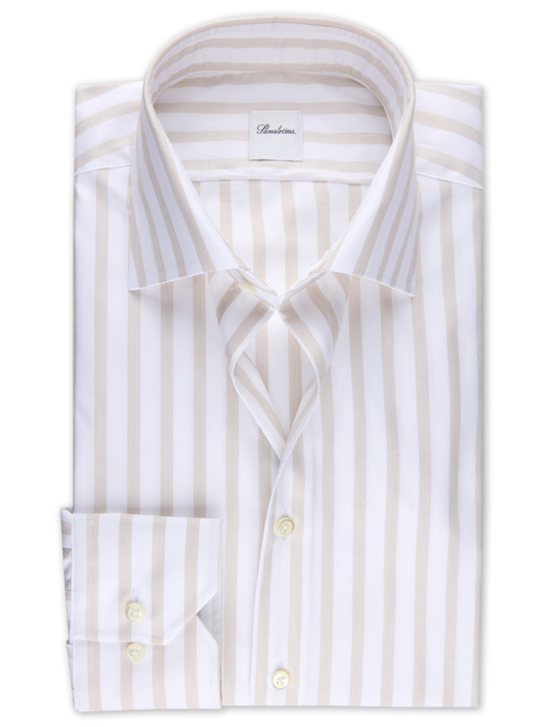 Stenströms Striped Twill Shirt Regular Fit – Beige-100% katoen-HEREN SHIRTS-Beige