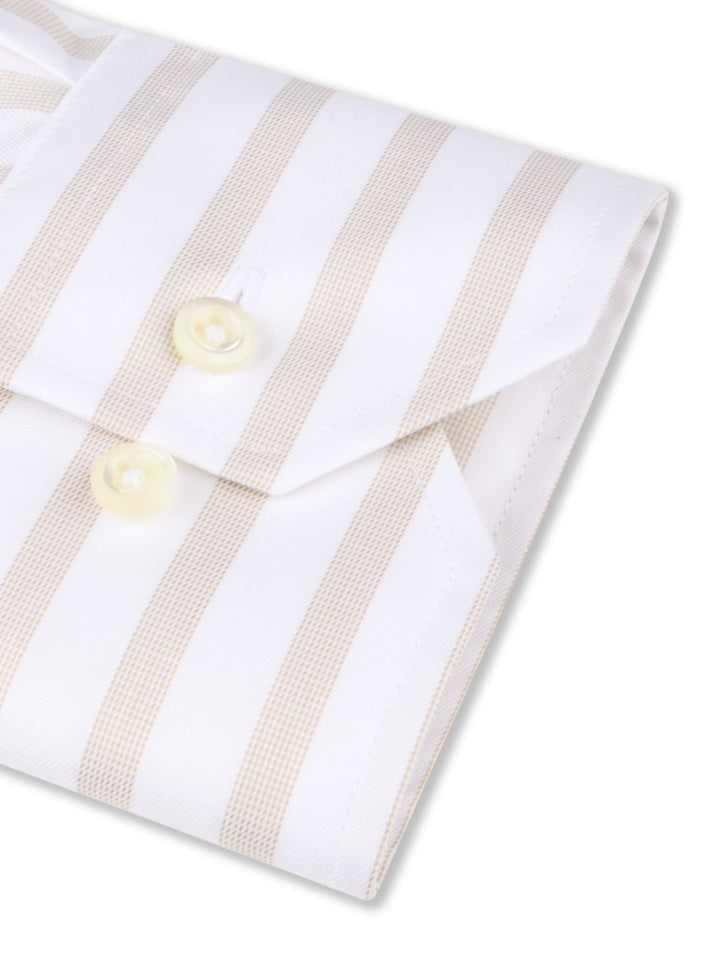 Stenströms Striped Twill Shirt Regular Fit – Beige-100% katoen-HEREN SHIRTS-Beige