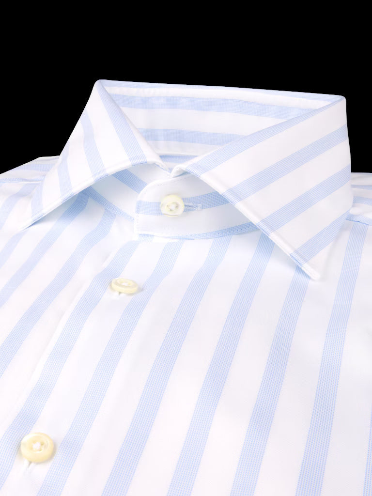 Stenströms Striped Twill Shirt Regular Fit – Blauw-100% katoen-HEREN SHIRTS-Blauw