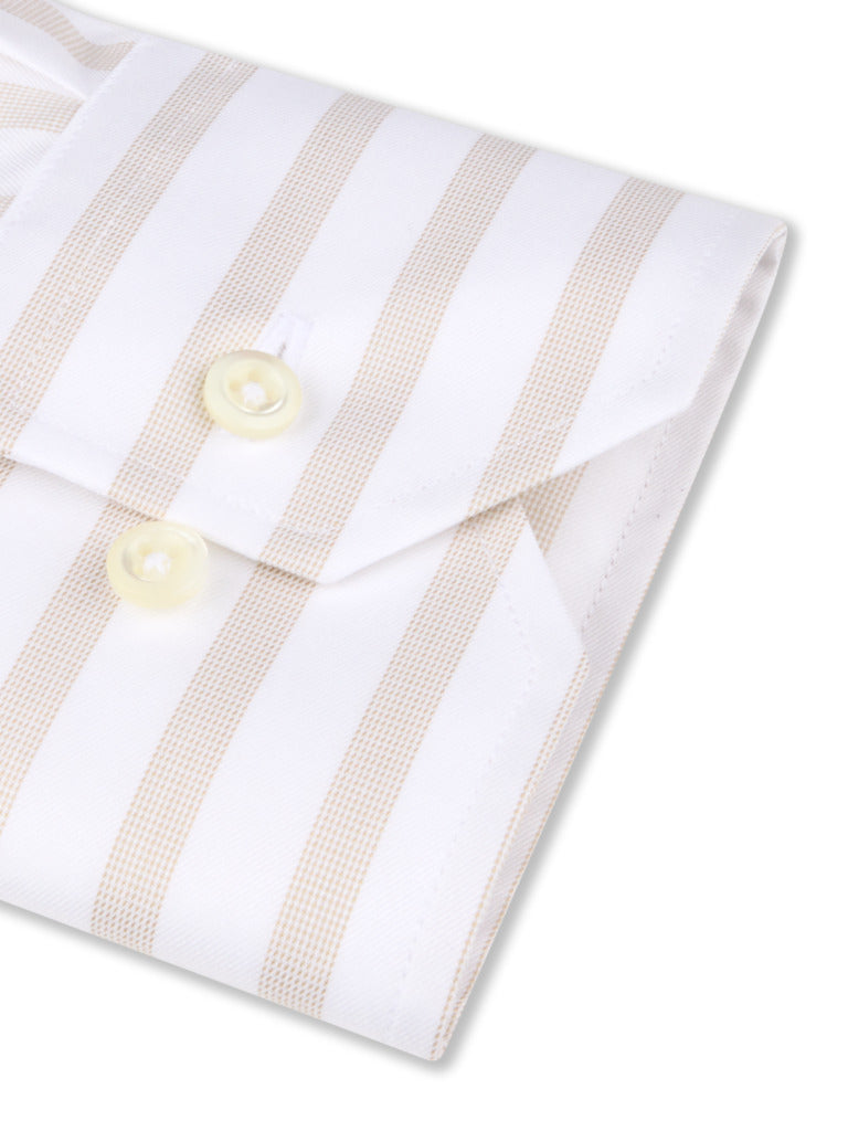 Stenströms Striped Twill Shirt Slim Fit – Beige-100% katoen-HEREN SHIRTS-Beige