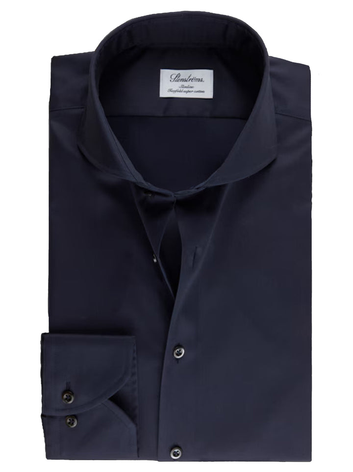 Stenstroms Twill-overhemd Fitted Body-Katoen Tweevoudig 100%.<br />-HEREN SHIRTS-Blauw