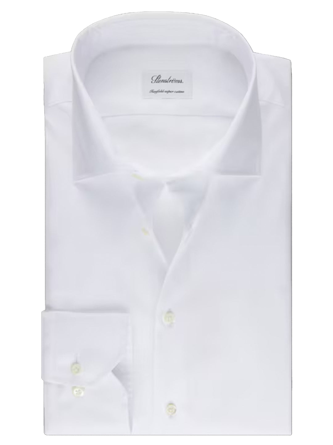 Stenstroms Wit Twill-overhemd Slimline-Katoen Tweevoudig 100%.-HEREN SHIRTS-Wit