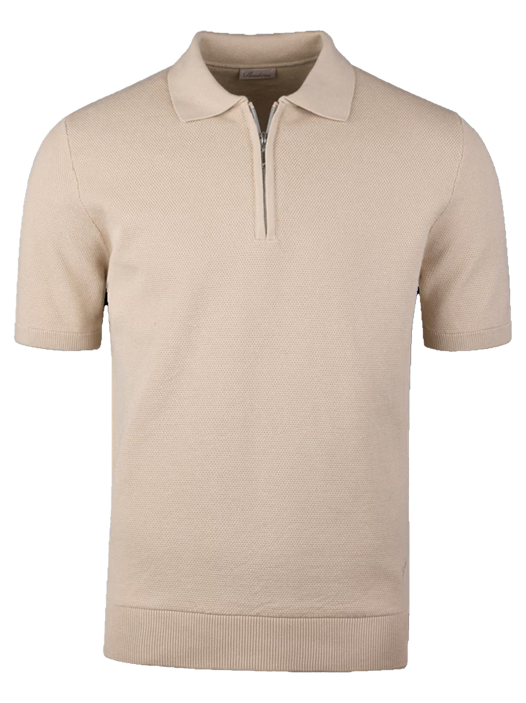 Stenströms Zip Polo – Beige-100% katoen-HEREN POLO'S & T-SHIRTS-Beige
