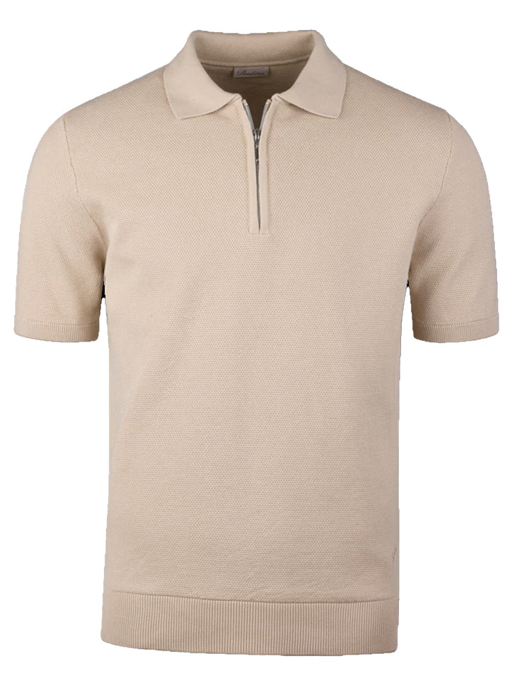 Stenströms Zip Polo – Beige-100% katoen-HEREN POLO'S & T-SHIRTS-Beige