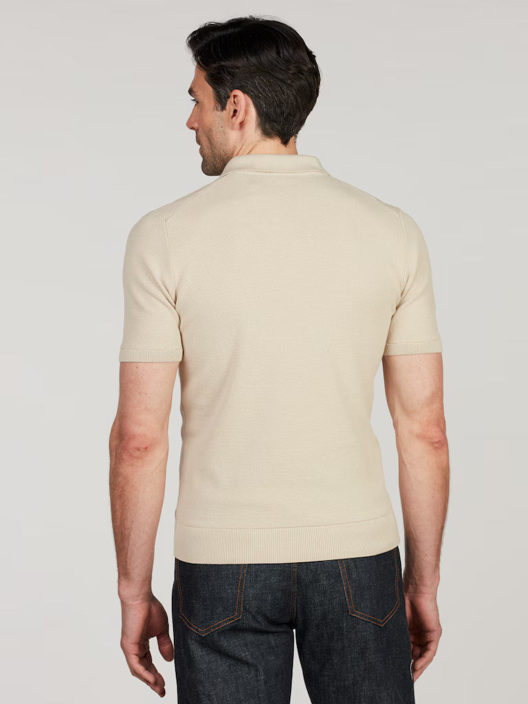 Stenströms Zip Polo – Beige-100% katoen-HEREN POLO'S & T-SHIRTS-Beige