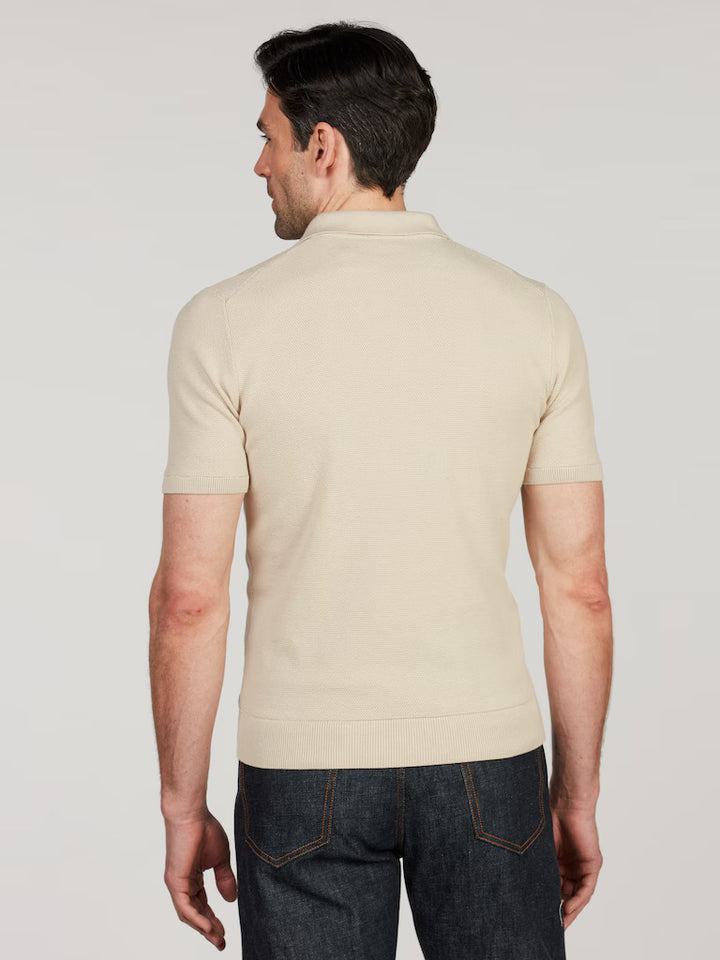 Stenströms Zip Polo – Beige-100% katoen-HEREN POLO'S & T-SHIRTS-Beige