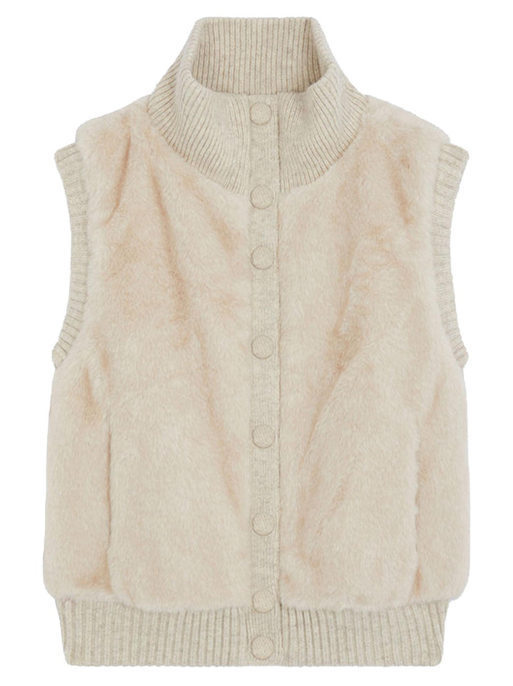 Suncoo Doodle Gilet van Imitatiebont – Room-100% polyester<br />50% polyamide, 27% acryl, 23% wol<br />Voering: 100% poly