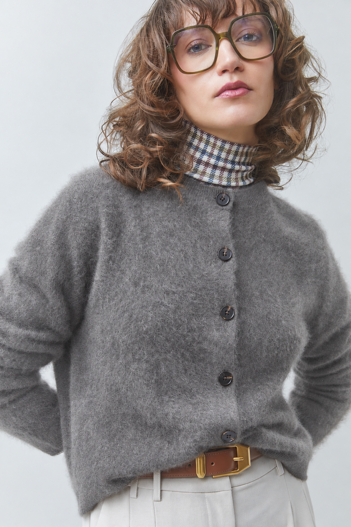 Suncoo Galina Vest – Grijs-95% wol, 5% kasjmier-DAMES TRUIEN & VESTEN-Grijs