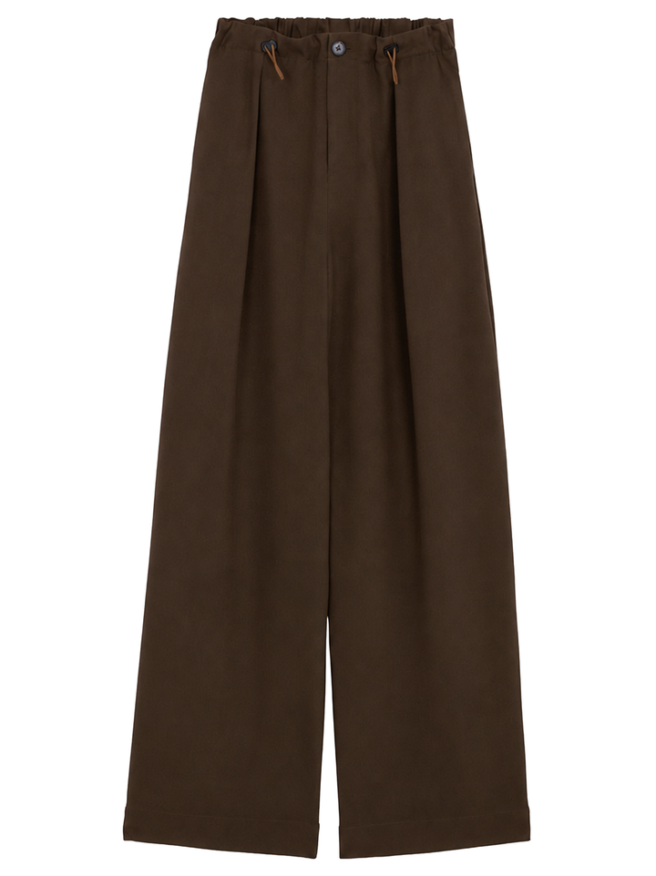 Suncoo Jio Wide Leg Pantalon – Bruin-83% polyester, 14% viscose, 3% elastaan-DAMES BROEKEN-Bruin