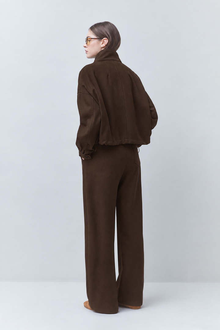 Suncoo Jio Wide Leg Pantalon – Bruin-83% polyester, 14% viscose, 3% elastaan-DAMES BROEKEN-Bruin