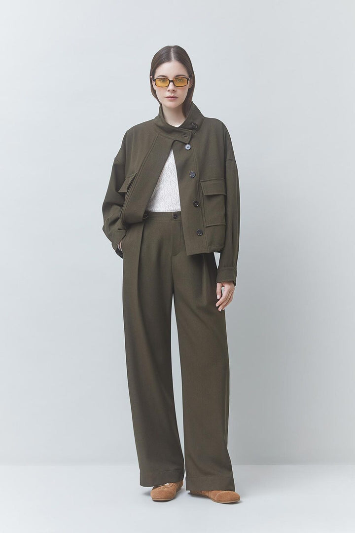 Suncoo Jio Wide Leg Pantalon – Groen-83% polyester, 14% viscose, 3% elastaan-DAMES BROEKEN-Groen