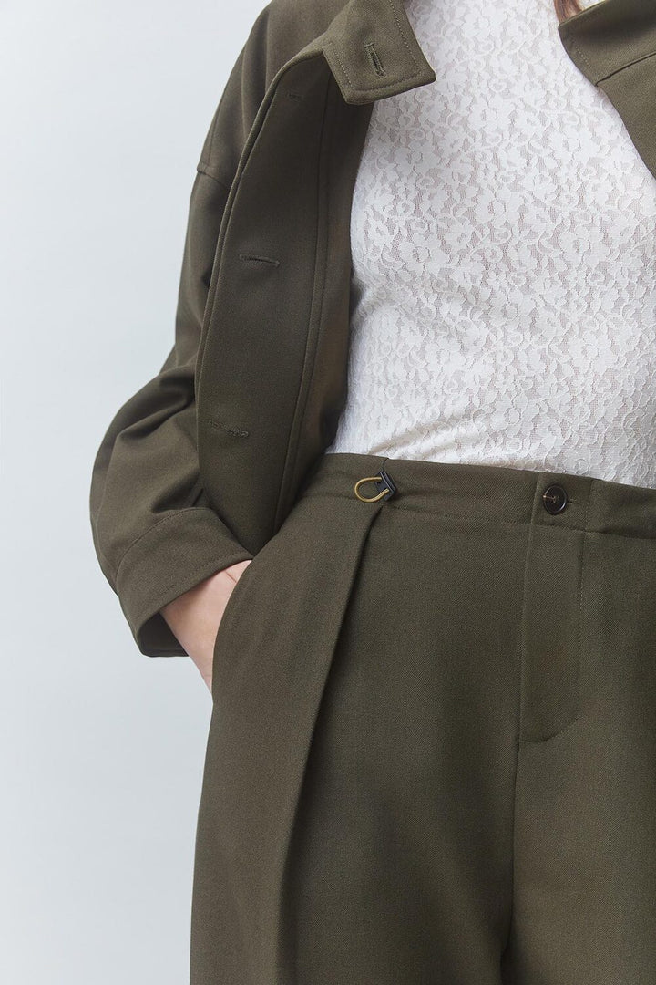 Suncoo Jio Wide Leg Pantalon – Groen-83% polyester, 14% viscose, 3% elastaan-DAMES BROEKEN-Groen