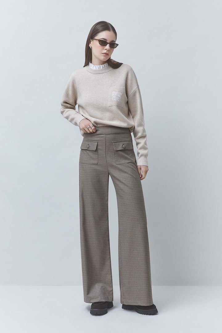 Suncoo John Pantalon – Bruin-65% polyester, 33% viscose, 2% elastaan-DAMES BROEKEN-Bruin