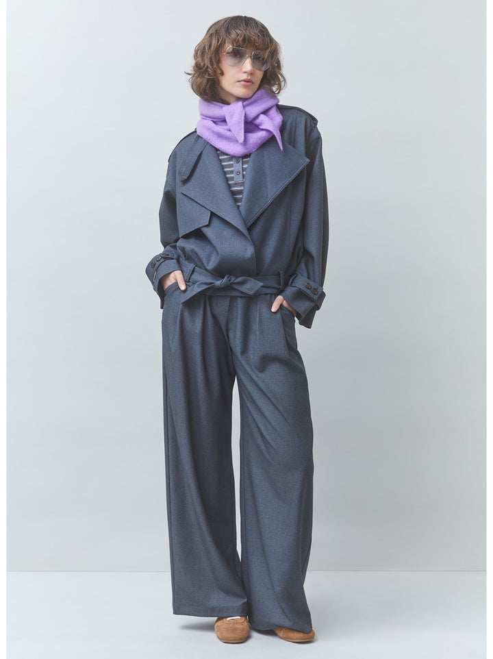 Suncoo Jovial Wide Leg Pantalon – Antraciet-68% polyester, 18% viscose, 5% Tencel, 5% acetaat, 4% elastaan-DAMES BROEKEN-