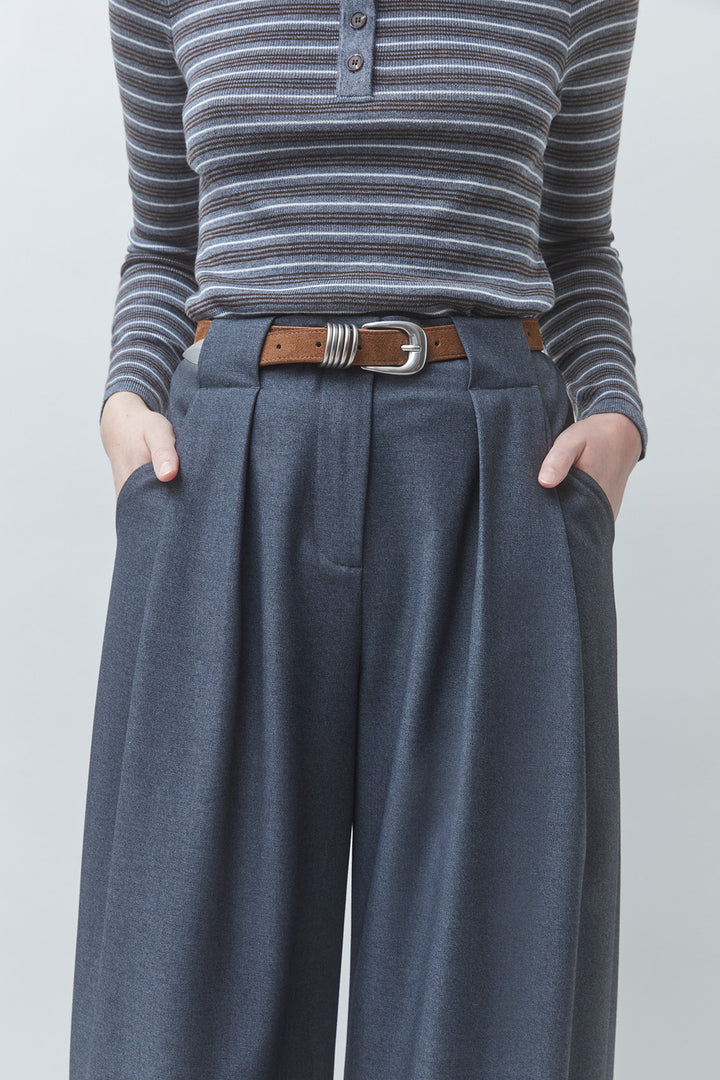 Suncoo Jovial Wide Leg Pantalon – Antraciet-68% polyester, 18% viscose, 5% Tencel, 5% acetaat, 4% elastaan-DAMES BROEKEN-