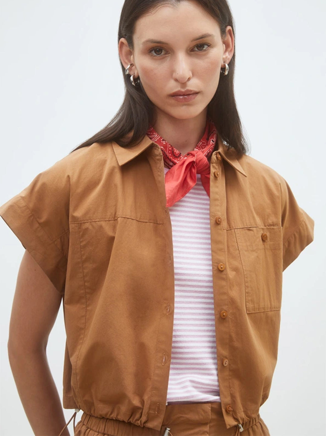 Suncoo Lorena Blouse – Bruin-100% katoen-DAMES TOPS & BLOUSES-Bruin