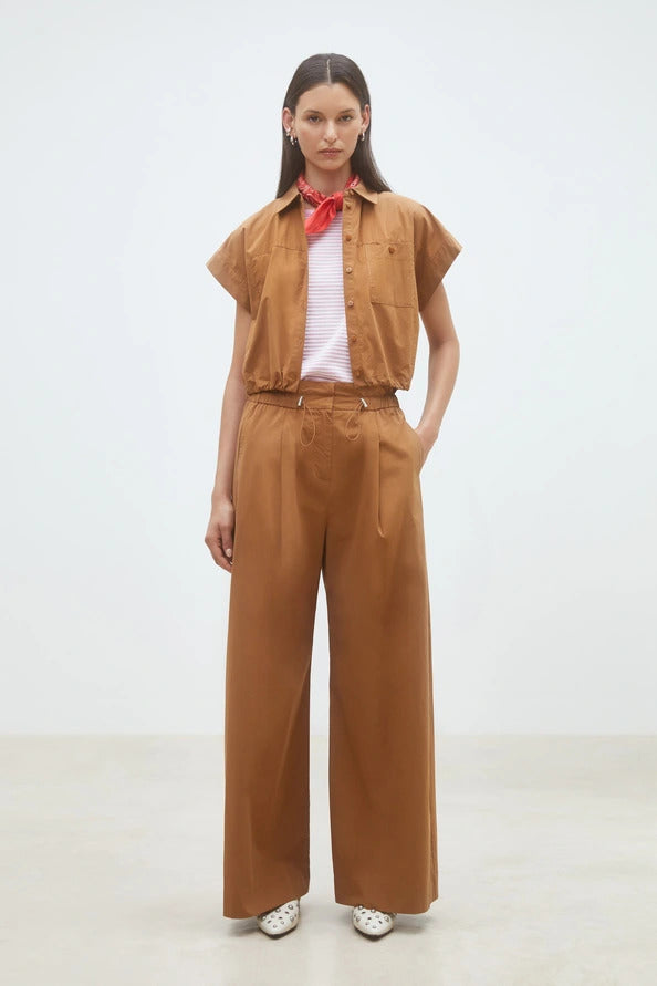 Suncoo Lorena Blouse – Bruin-100% katoen-DAMES TOPS & BLOUSES-Bruin