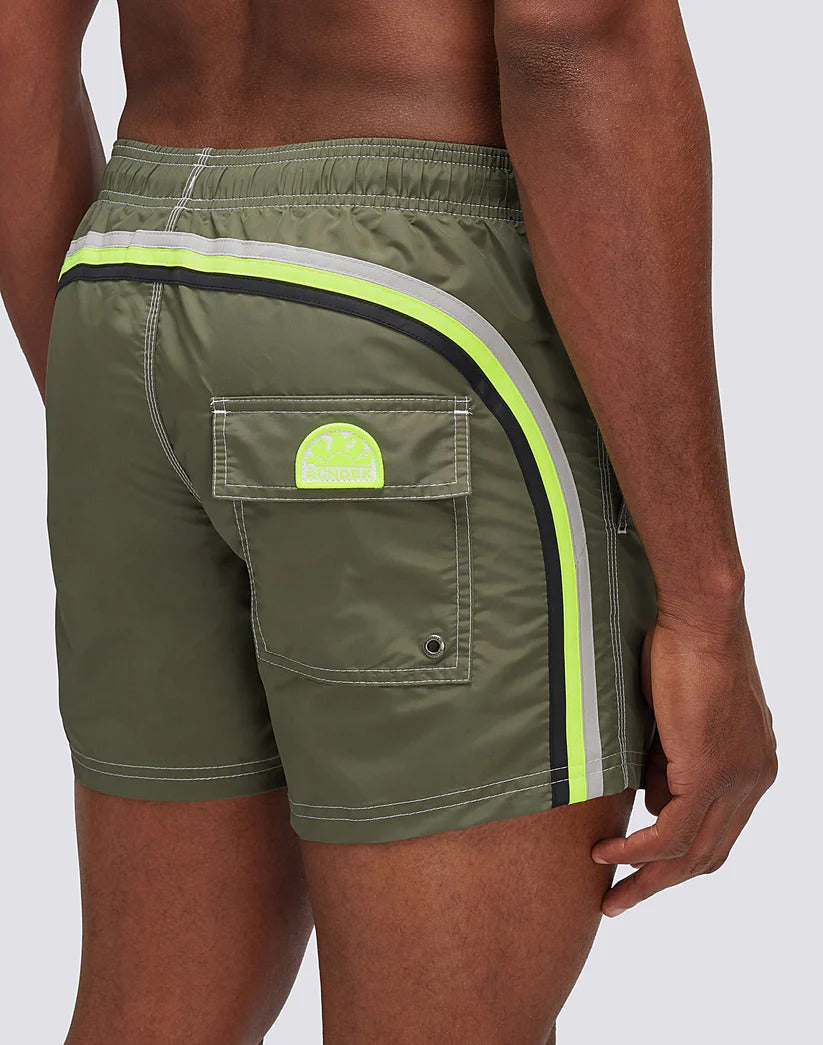 Sundek Iconic Tafetta Zwembroek - Dark Ar. Green-100% polyamide-HEREN BROEKEN-Groen