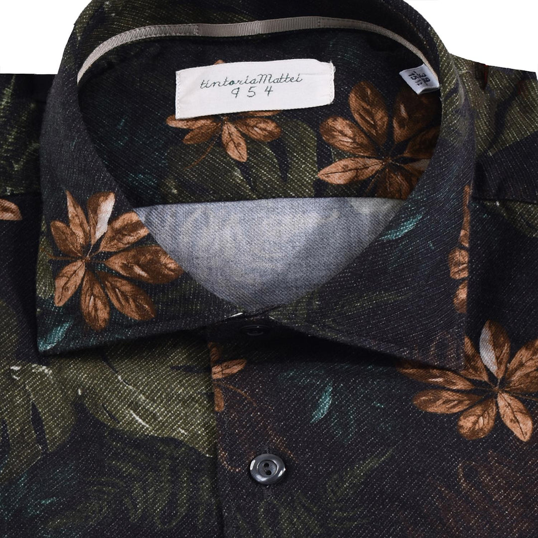 Tintoria Mattei overhemd-55% viskose, 45% katoen-HEREN SHIRTS-Groen