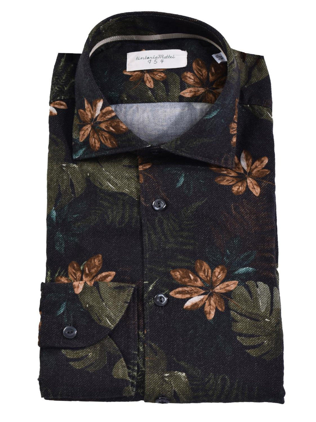 Tintoria Mattei overhemd-55% viskose, 45% katoen-HEREN SHIRTS-Groen