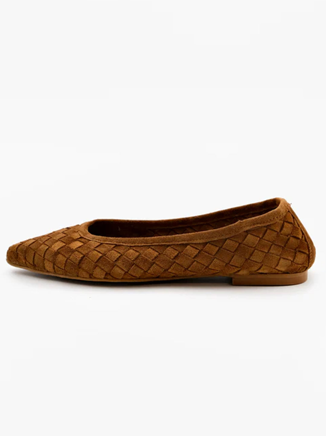 Toral Ginebra Woven Suede Ballerinas – Cognac-DAMES SCHOENEN-Bruin