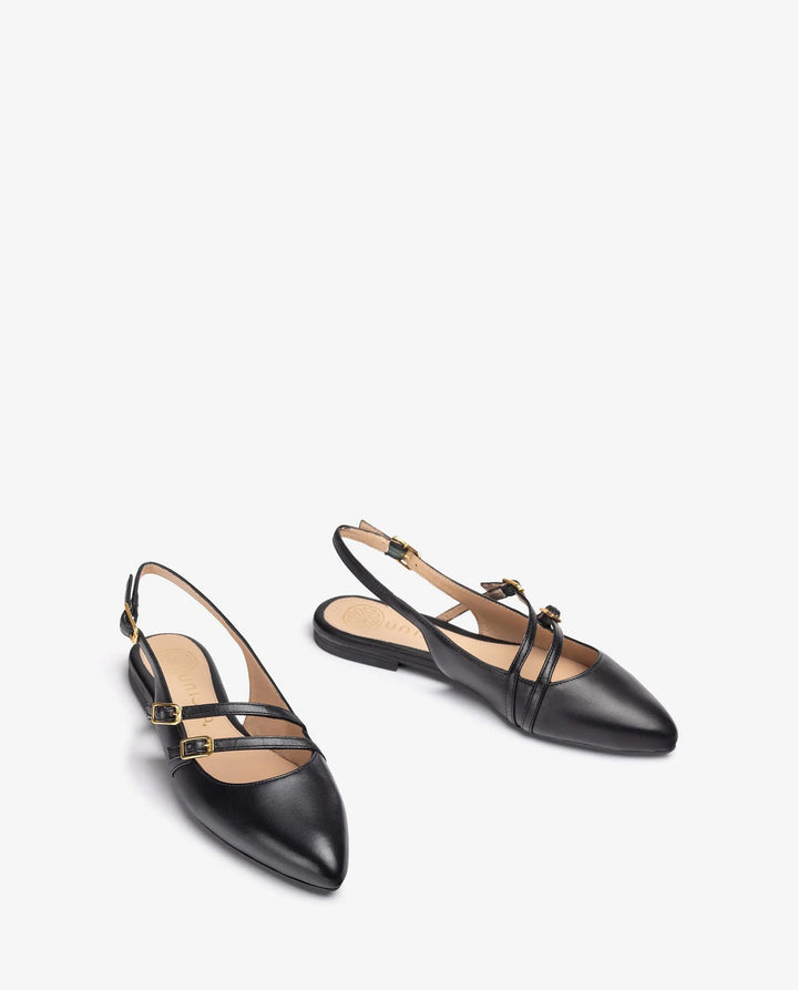 Unisa ALSIP platte slingbacks met gespen -Buitenmateriaal: Leer <br />Binnenmateriaal: Leer<br />Zool: Antislip synthetis