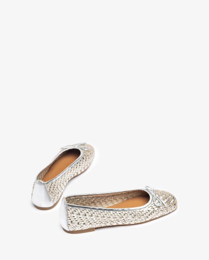 Unisa ballerina's van gevlochten leer-DAMES SCHOENEN-Zilver