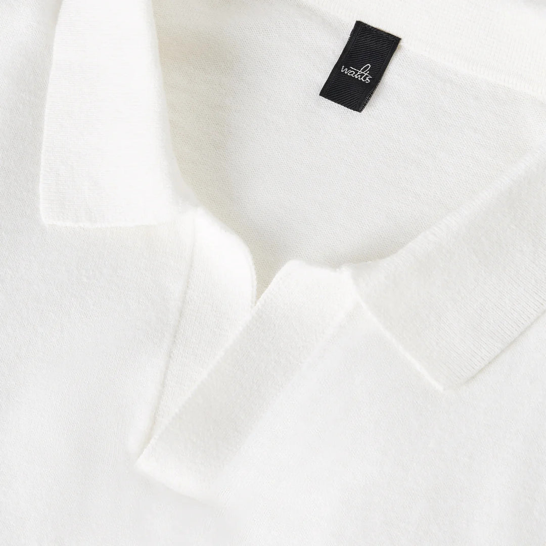 Wahts Flynth Polo Riva Kraag – Off White-44% katoen, 36% linnen, 20% polyester-HEREN POLO'S & T-SHIRTS-Room