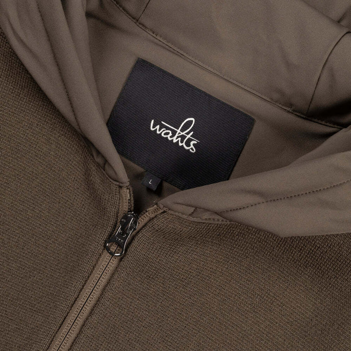 WAHTS Francis Vest – Groen-70% katoen, 30% merino<br />Capuchon: 83% polyamide, 17% elastaan-HEREN TRUIEN & VESTEN-Groen