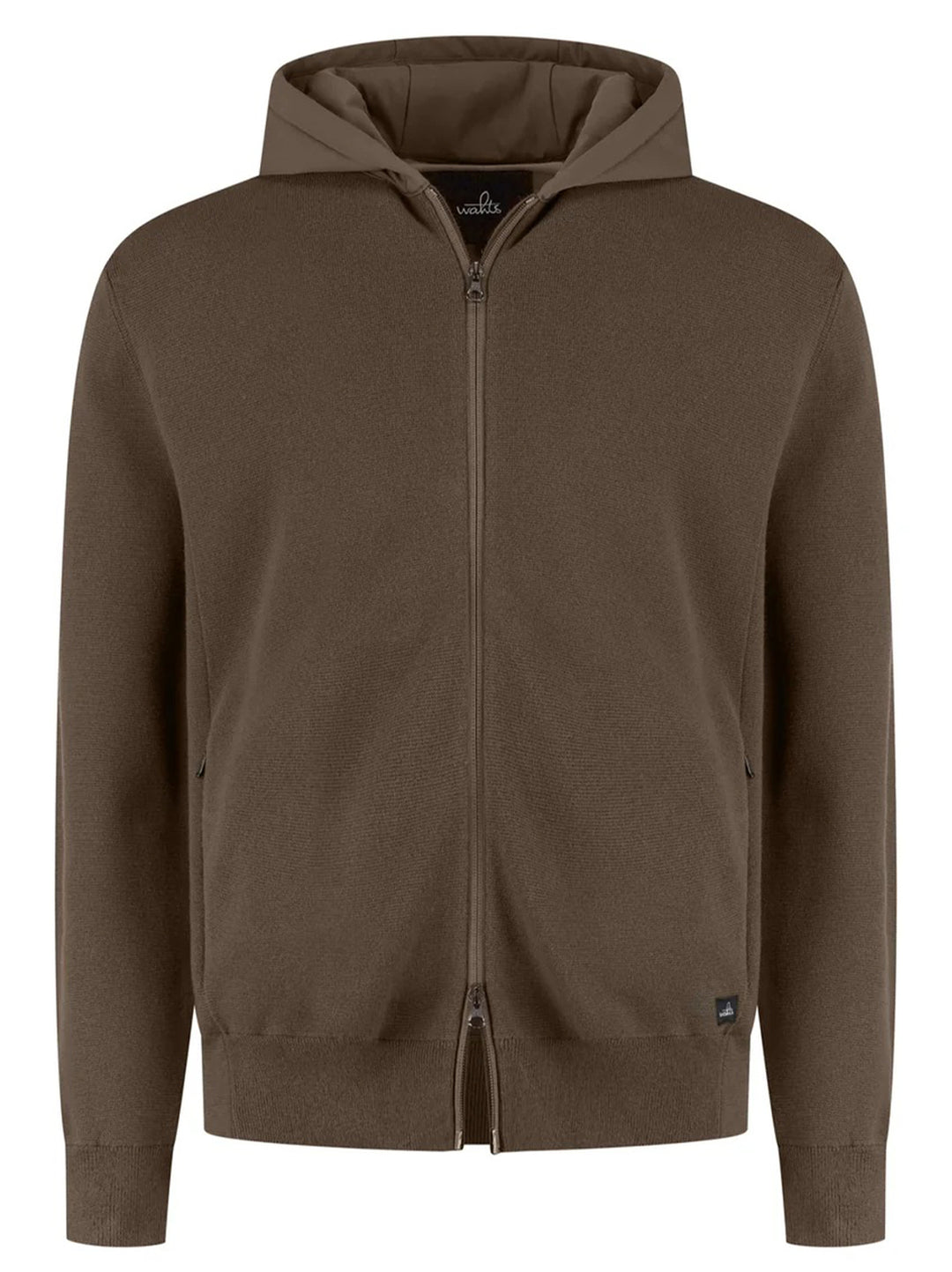 WAHTS Francis Vest – Groen-70% katoen, 30% merino<br />Capuchon: 83% polyamide, 17% elastaan-HEREN TRUIEN & VESTEN-Groen