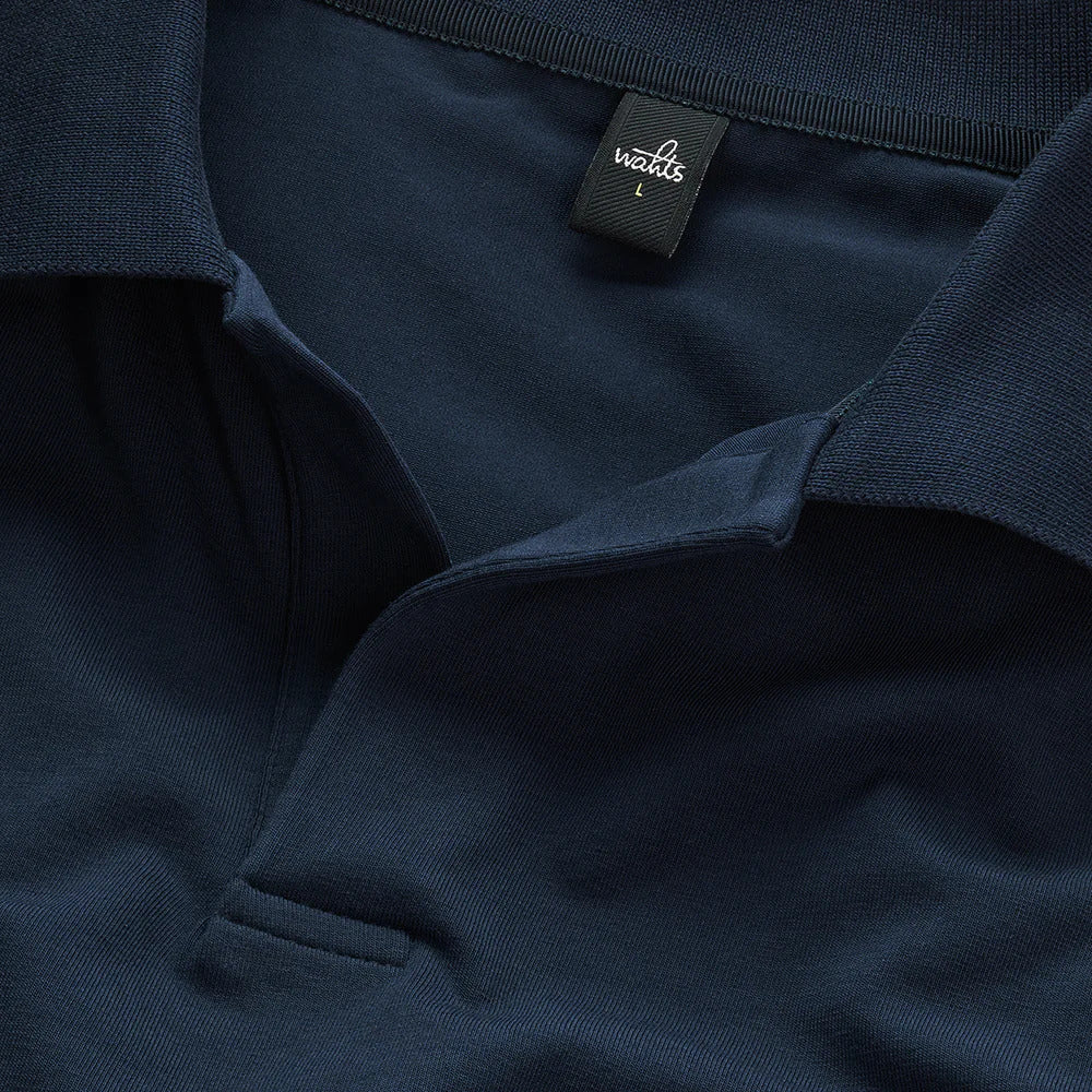 Wahts Hastings Jersey Stretch Polo – Blauw-95% katoen, 5% elastaan-HEREN POLO'S & T-SHIRTS-Blauw