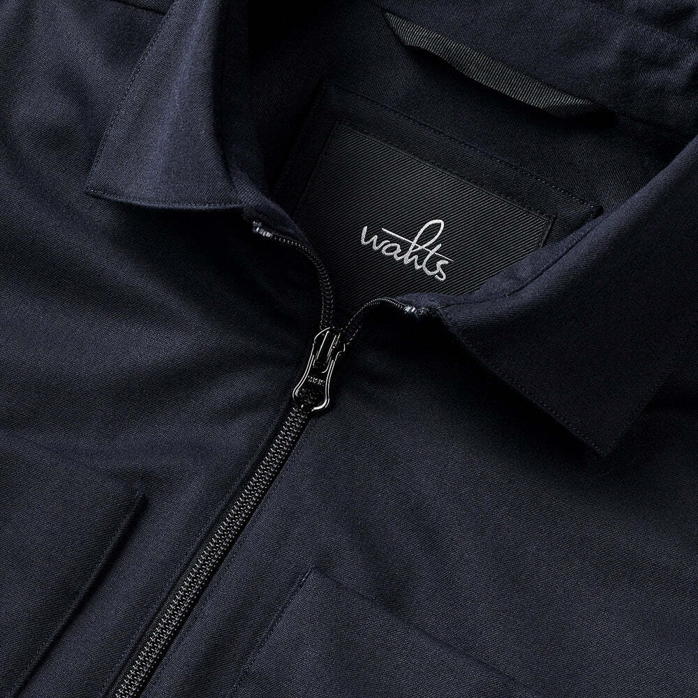 WAHTS Stewards Overshirt – Donkerblauw-53% polyester, 24% wol, 19% viscose, 4% elastaan-HEREN SHIRTS-Blauw