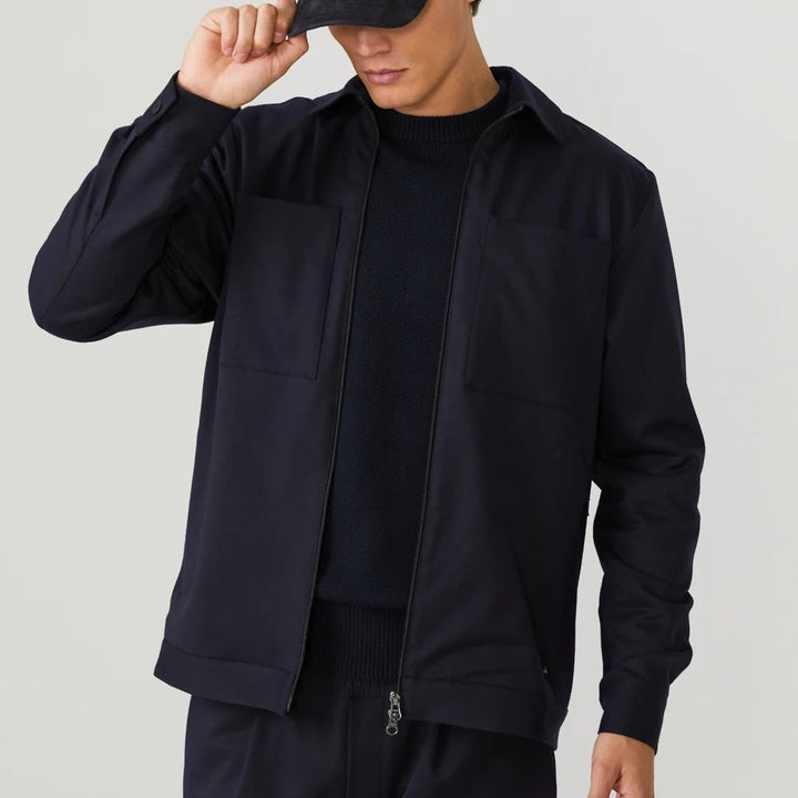 WAHTS Stewards Overshirt – Donkerblauw-53% polyester, 24% wol, 19% viscose, 4% elastaan-HEREN SHIRTS-Blauw