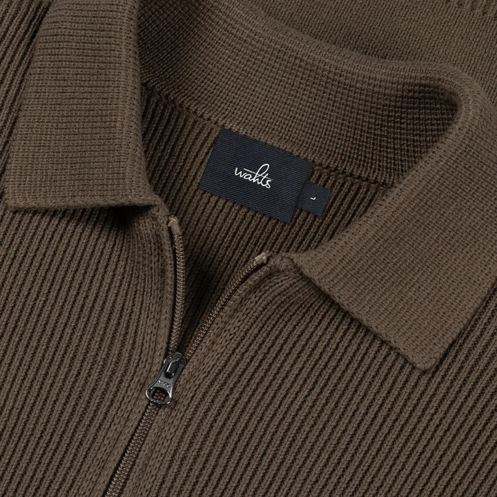 WAHTS Wells Half Zip – Bruin-70% katoen, 30% merino wol-HEREN TRUIEN & VESTEN-Bruin