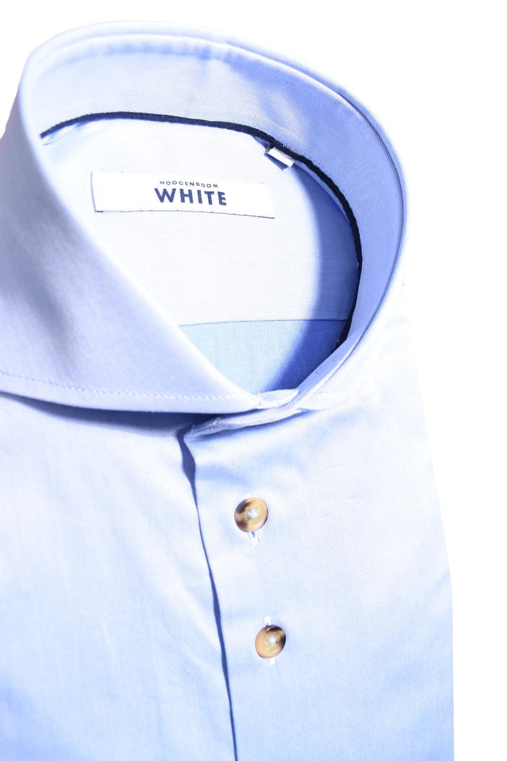 WHITE overhemd slim fit blauw-100% Katoen-HEREN SHIRTS-Blauw
