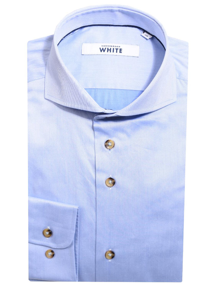 WHITE overhemd slim fit blauw-100% Katoen-HEREN SHIRTS-Blauw