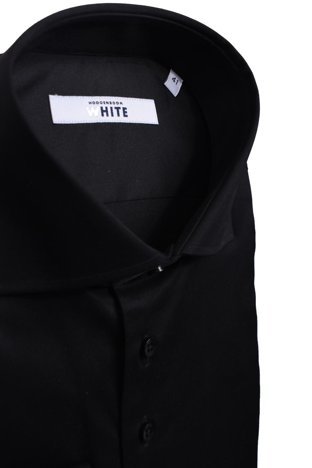 WHITE slim fit zwart overhemd-100% katoen-HEREN SHIRTS-Zwart