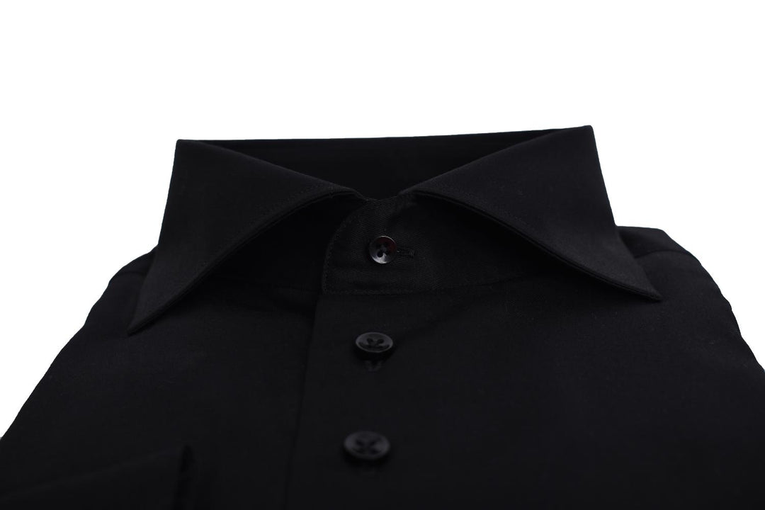 WHITE slim fit zwart overhemd-100% katoen-HEREN SHIRTS-Zwart