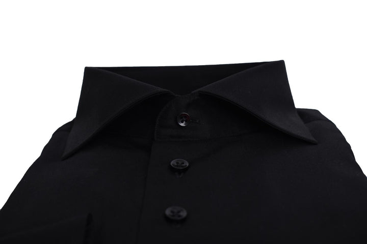 WHITE slim fit zwart overhemd-100% katoen-HEREN SHIRTS-Zwart