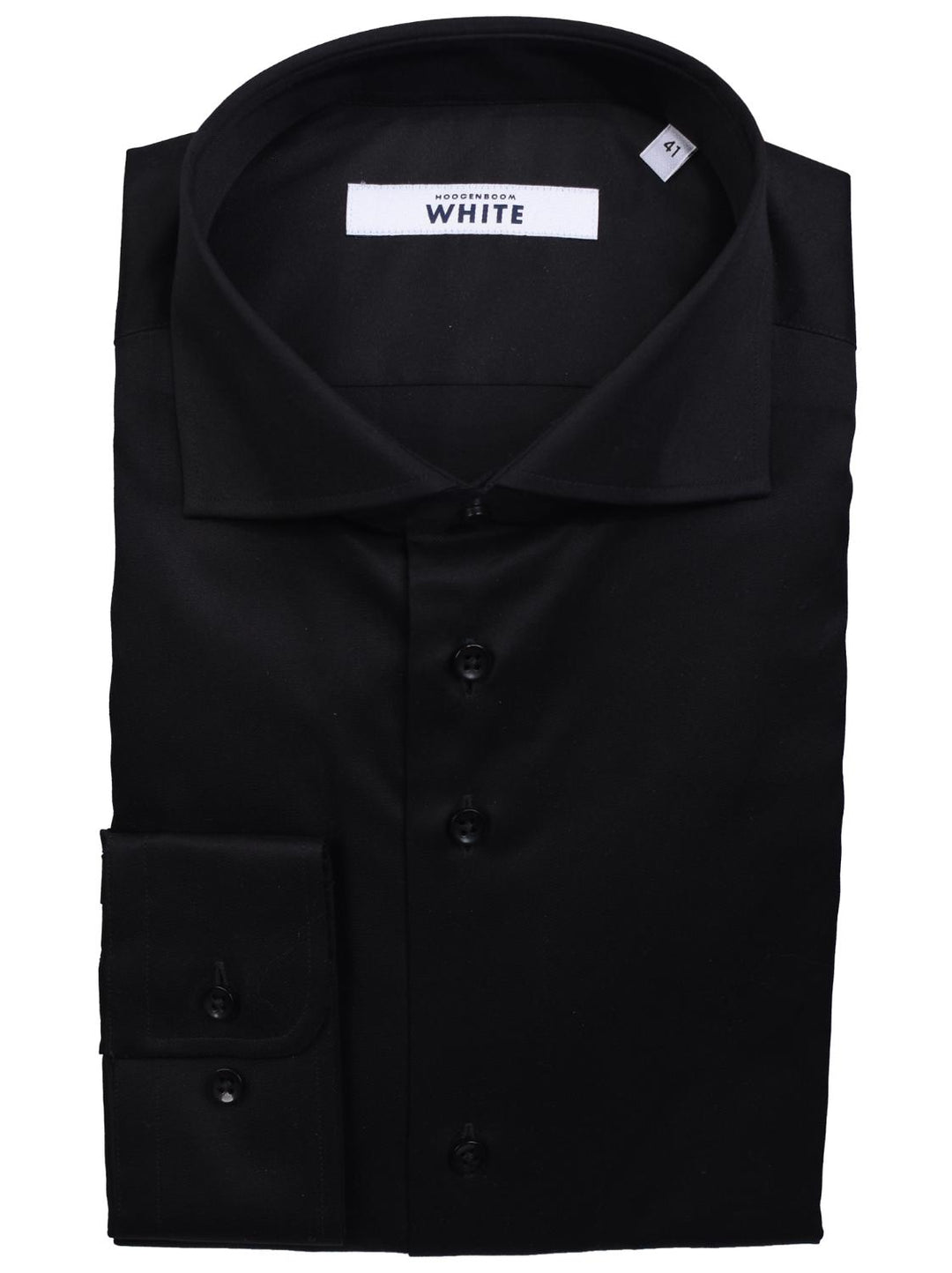 WHITE slim fit zwart overhemd-100% katoen-HEREN SHIRTS-Zwart