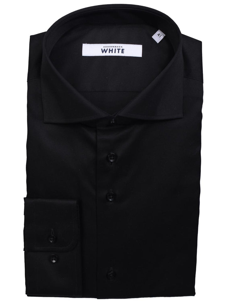 WHITE slim fit zwart overhemd-100% katoen-HEREN SHIRTS-Zwart