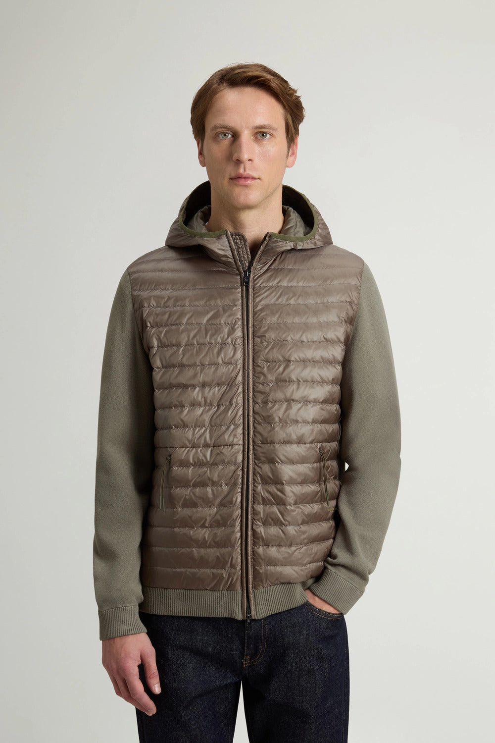 Woolrich Allen Hybride jack – Groen-100% polyamide-HEREN JASSEN & JACKS-Groen