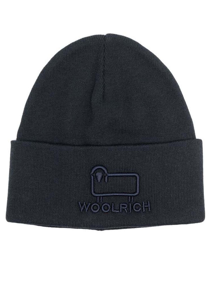 Woolrich Beanie unisex blauw-85% katoen, 15% wol-HEREN ACCESSOIRES-Blauw