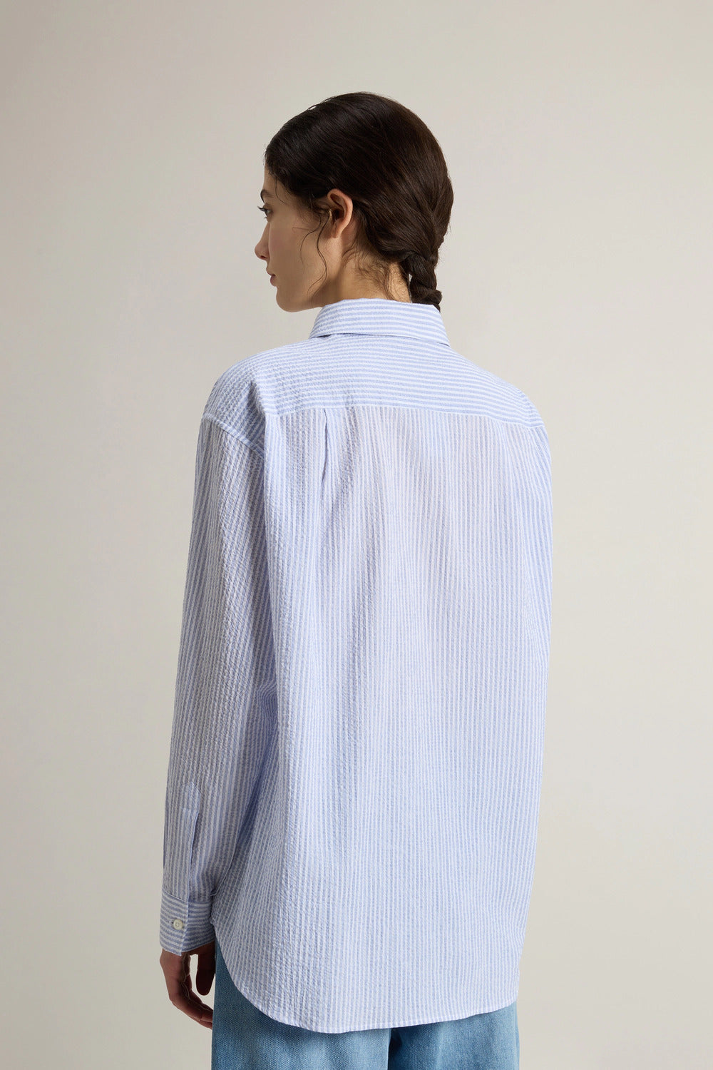 Woolrich Blouse Blue-Buitenste: 99% Katoen, 1% Elastane-DAMES TOPS & BLOUSES-Blauw